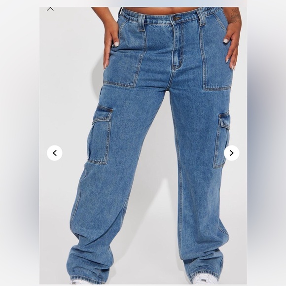 Don't You Worry Wide Leg Cargo Jeans Fashion Nova - Picture 1 of 3